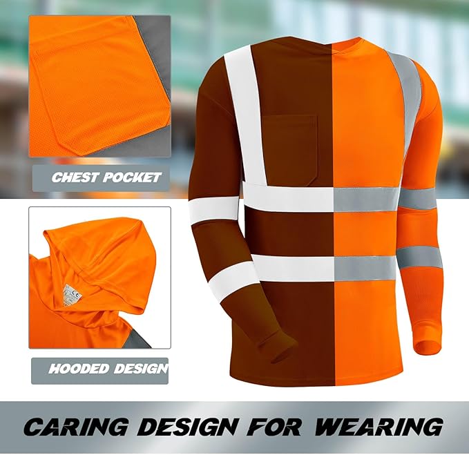 Amylove 4 Pcs Reflective Safety T Shirt High Visibility Work Shirts Sun Protection Construction