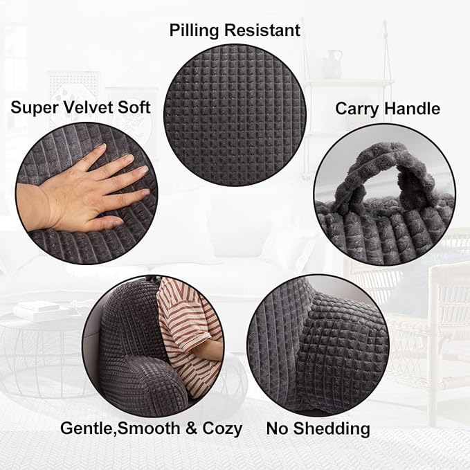 Holawakaka Reading Pillow for Bed and Sofa Couch Sitting Up, Backrest Pillows with Arms for Kids Teens Adults, Back Support Cushion for Lounging, Watching TV, Working on Laptop, Dark Grey