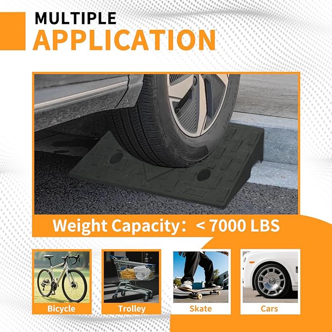 Curb Ramps for Driveway Curb Ramp 2.8 Inch Rise 2 Pack Threshold Ramp for Low Cars Ramps for Lawn Mower to Shed 7000lbs Load Capacity