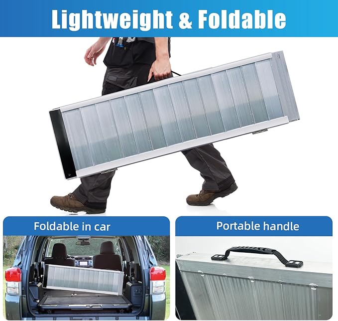4FT Portable Wheelchair Ramp – 800lb Capacity, Folding Non-Slip Aluminum Handicap Ramp, Ramps for Wheelchairs for Home, Doorways, Stairs, Thresholds, Car Curbs, Scooters & Carts