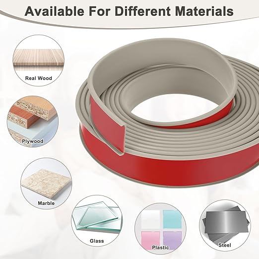 U-Shape Edge Banding, 1.18 Inch x 16.4 FT Self Adhesive Rubber Edge Trim Flexible TPE Corner Protector for Desk/Shelves/Furniture/Countertop/Table/Cabinet/Plywood [Khaki]