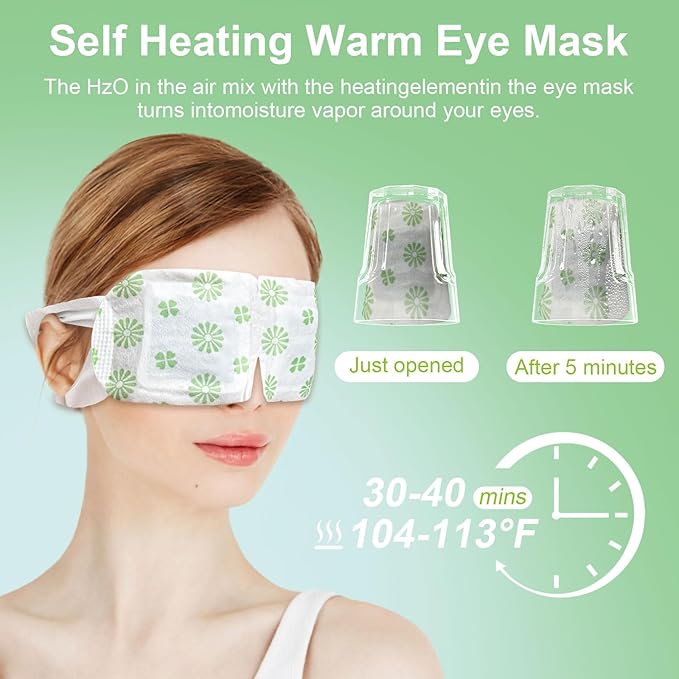 20 Packs Steam Eye Mask, Unscented Steam Eye Masks Disposable, Self-Heating Relief Heated Eye Mask for Fatigue, Perfect for Home, Sleep, Spa & Travel