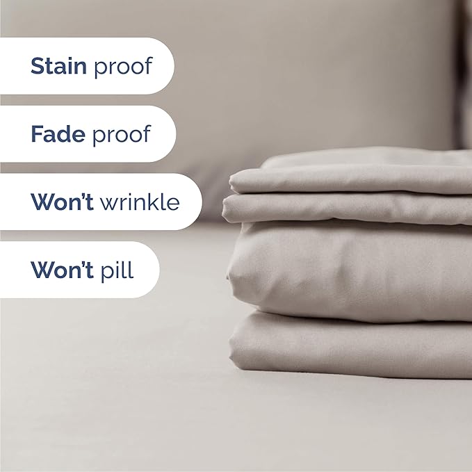 Queen 6 Piece Sheet Set - Cooling & Breathable Bed Sheets - Hotel Luxury Bed Sheets for Women, Men, Kids & Teens - Bedding w/Deep Pockets & Easy Fit - Soft & Wrinkle Free - Queen Light Grey Sheets
