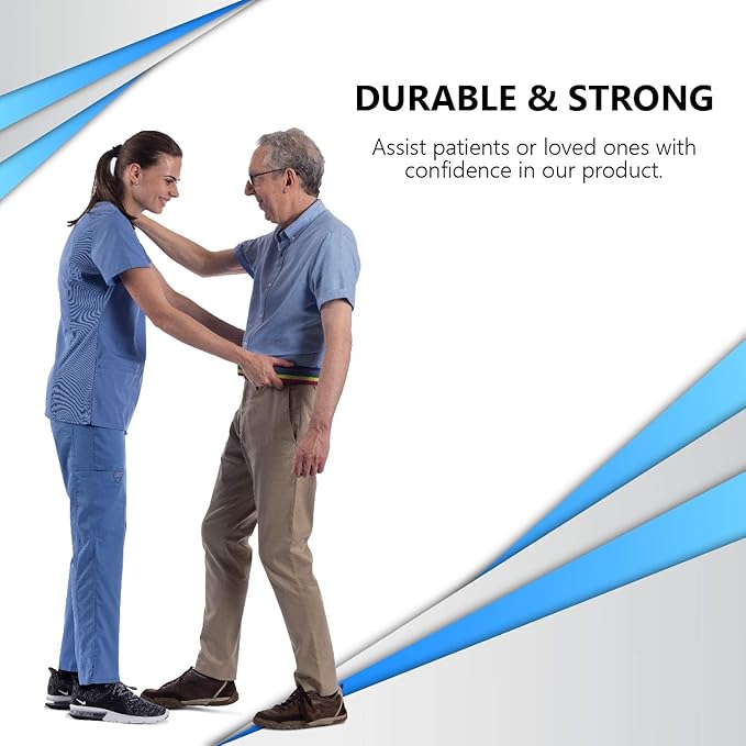 NYOrtho Metal Buckle Gait Belt - Adjustable Machine Washable Strong and Durable Material Latex Free, Pastel, 54"