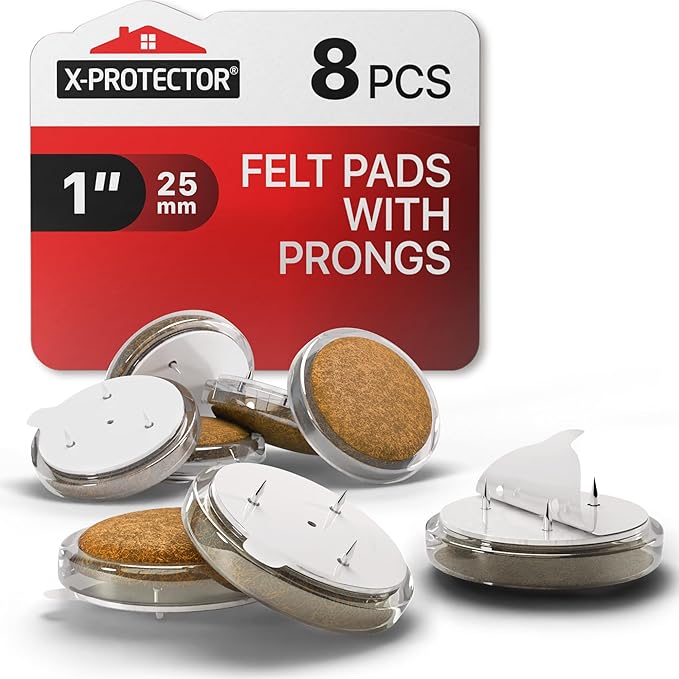 X-Protector Nail On Chair Leg Pads - 8 PCS 1" - Felt Chair Leg Floor Protectors - Nail in Felt Furniture Pads for Hardwood Floors - Premium Floor Protectors for Chairs - Protect Hard Surfaces!
