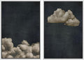 MUDECOR Framed Canvas Print Wall Art Vintage Cloudscape Dark Moody Sky with Floating Clouds Illustrations Modern Art Decorative Chic for Living Room, Bedroom, Office - 24"x36"x2 White