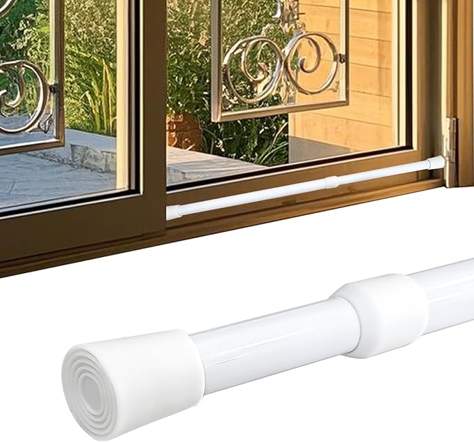 Sliding Door Security Bar, Window Security Bars Adjustable Sliding Door Lock Bars with Rubber Tips, Diameter 1.2" Window Safety Lock Bar Stopper (16''-28'', 1, Count)