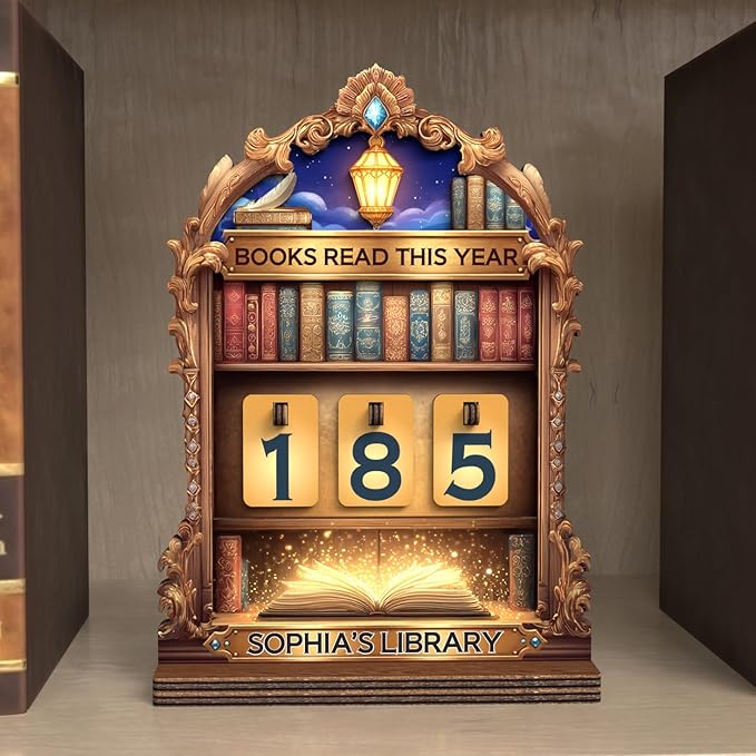 Fantasy Book Read This Year Counter Sign Personalized Reading Tracker Plaque, Custom Bookish Gifts for Readers, Librarians, Teachers Bookshelf Décor for Reading Challenge, Home Library Décor