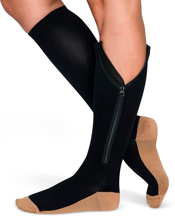 TheraMagic® Zipper Compression Socks for Men & Women, 20-30mmHg Closed Toe Graduated Zippered Compression Stocking