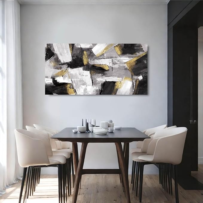 SOUGUAN Black and White Art Pictures Abstract Wall Hangings Decor Modern Artwork 20"X40" Wall Decorations for Bedroom Posters for Office