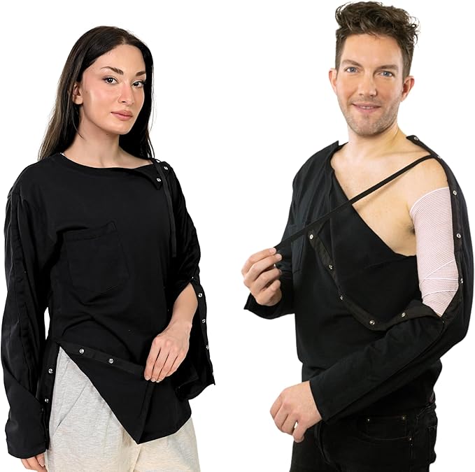Inspired Comforts Unisex Post-Surgery/Dialysis Shirt | Full Tearaway Design with Easy-Open Shoulder, Arm & Side Snaps