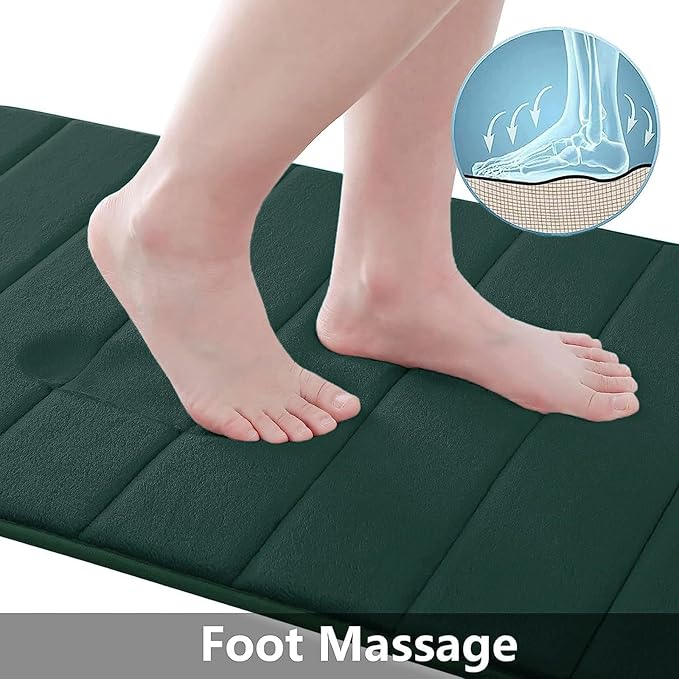 Buganda Memory Foam Bath Mat, 47" x 24", Ultra Soft and Non-Slip Bathroom Rugs, Water Absorbent and Machine Washable Bath Rug Runner for Bathroom, Shower, and Tub, Dark Green