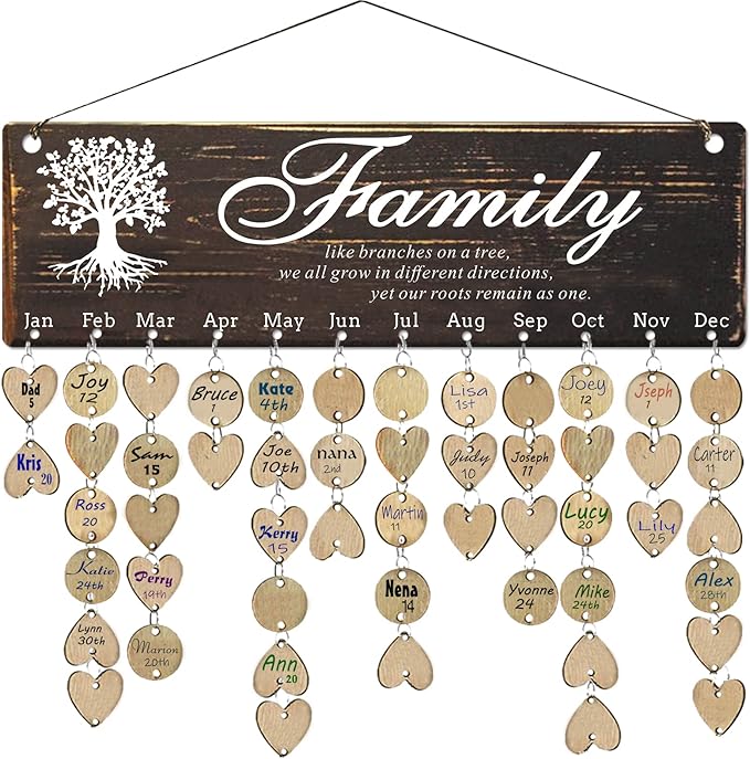 Birthday Gifts for Grandma, Family Birthday Tracker Reminder Calendar Board, Best Mom Grandma Christmas Mother Day Present Idea, Record Birthday in One Place, New Year Gift for Elderly