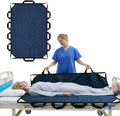 70" x 40" Positioning Bed Pad with Handles Washable Draw Sheets for Hospital Bed Ridden Patient Clothes Waterproof Glide Sheets for Patients Moving Pad for Lifting &Transfer Sheet Nylon, Blue