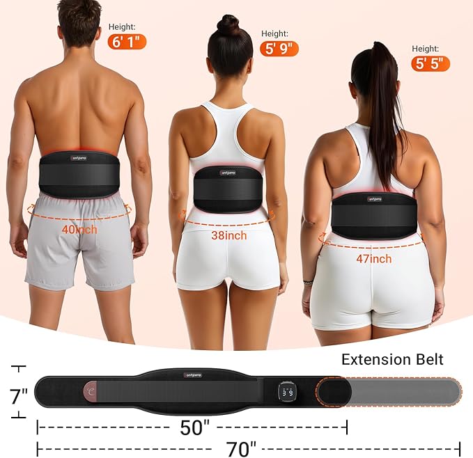 Comfytemp Red Light Therapy Massage Belt with Vibration Cordless, FSA Eligible HSA Near Infrared Lower Back Massager for Waist Belly, Gifts for Women Men Mom Dad Chritmas Birthday, 660nm & 850nm