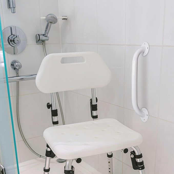 White 24 Inch Grab Bars for Bathtubs and Showers - Powder Coated Steel Bathroom Safety Rail Handle - Non Slip Grip Handicap Grab Bar for Seniors, 250 lbs Weight Support Capacity