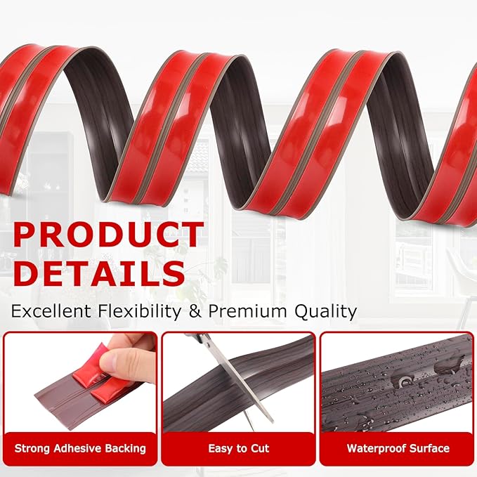 Flexible Wall Corner Protector Moulding Trim Peel and Stick Wall Corner Guards Edge Protector Self Adhesive Molding Trim Strip for Edge Ceiling (Dark Walnut Wood Grain, 2.4 in x 10 Ft)