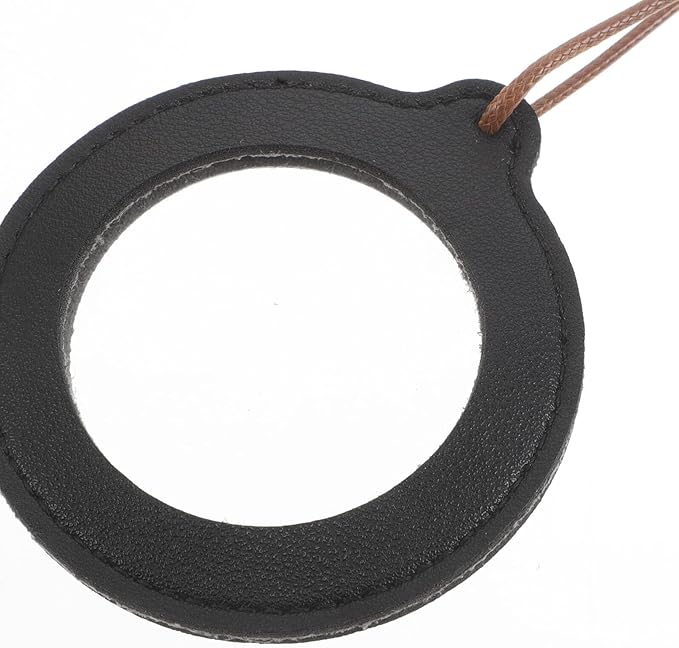 Vintage 5X Magnifier Pendant Necklace with Black Protective Case, Portable Neck Hanging Reading Aid for Elderly, Handheld Book Magnifier for Low Vision and Daily Use