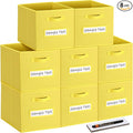 artsdi Fabric storage cubes (8 Pack) 13 Inch Cube Storage Bin, cube organizer bins with 8 Labels Window Cards & a Pen, Foldable cube organizer bins and Storage Box, Dark Yellow