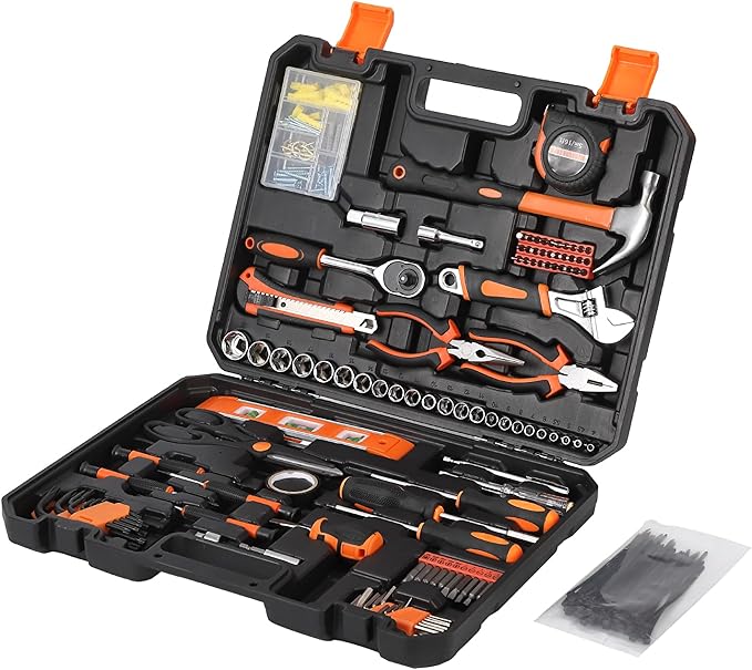 247 Piece Tool Set, General Home/Auto Repair Tool Kit, Combination Package Mixed Tool Set Hand Tool Kit with Plastic Toolbox Storage Case