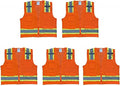 Premium High Visibility Surveyor Vest Solid Front Mesh Back, 5 Pack