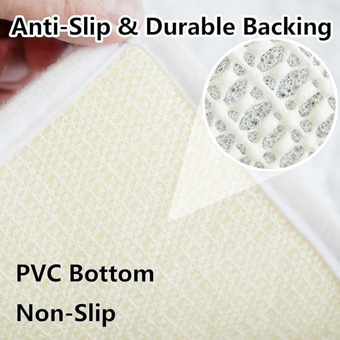 BOANKODU Bathroom Rug Sets, 2 Piece Soft Chenille Bath Mat, Non-Slip, 32x20 Inch + 20x20 Inch U Shape, Machine Washable (White)
