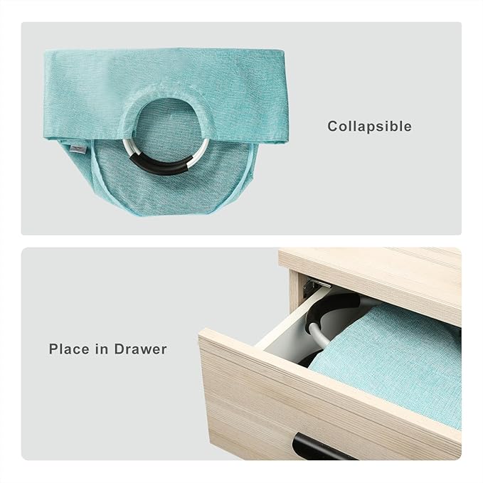 Small Laundry Hamper Bag Collapsible, Tall Laundry Basket with Durable Handles, Dirty Clothes Hampers for Bedroom, College Dorm, Girls, Women, Heavy Duty, Double Layer 82L - Light Blue