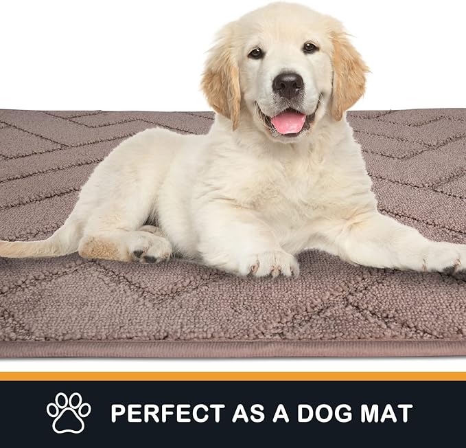 PURRUGS Dirt Trapping Door Mat 32" x 70", Non-Slip Machine Washable Entry Rug, Shoe Scraper, Dog Doormat, Super Absorbent Welcome Mat for Front & Back Door, Muddy Wet Shoes & Paws, Grayish Brown
