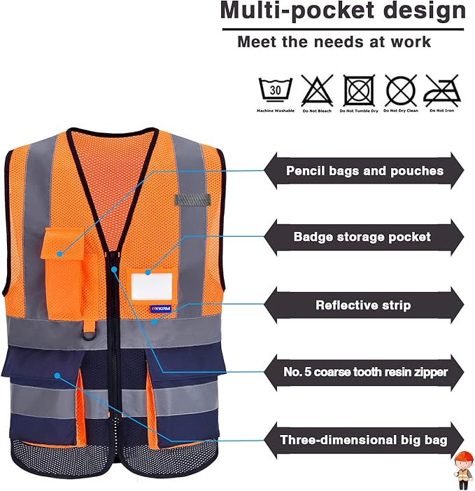 orange and navy blue safety vest