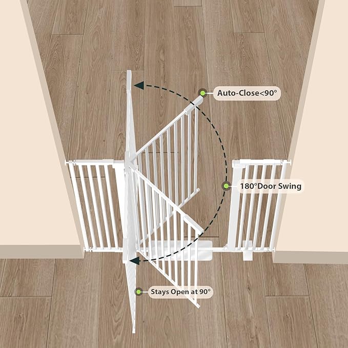 Extra Wide Baby Gate Fits 30-63 Inch Wide Opening, Toddler Pet Gate for Stairs Doorways Hallways Indoor, Walk Thru Large Long Dog Gates Pressure Mounted Black