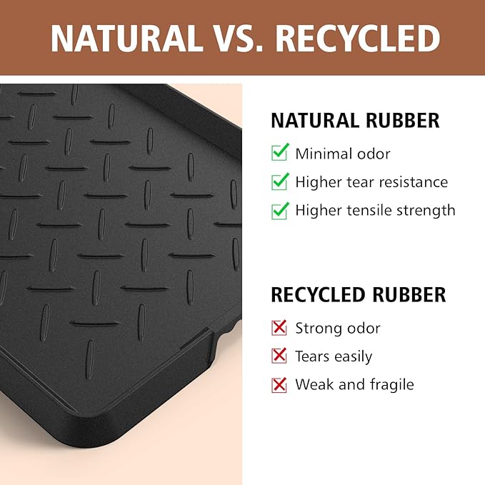 Extra Large Heavy Duty Boot Natural Rubber Shoe Mat for Entryway with Shoes Brush Large Boot Mat Multi-Purpose for Indoor or Outdoor, 16.1x 47.6 Inches 1