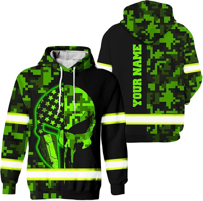 US Flag High Visibility Hoodie for Men Reflective Hoodie Safety Workwear for Worker Runner Patriotic ACC02