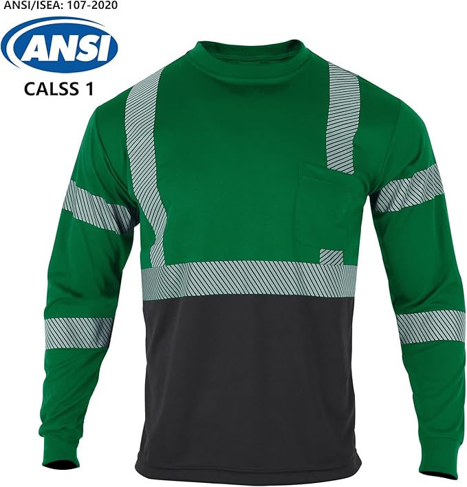 VENDACE 3pcs Safety T Shirts Reflective High Visibility Hi Vis Long Sleeve Construction Work Shirts for Men Class 3