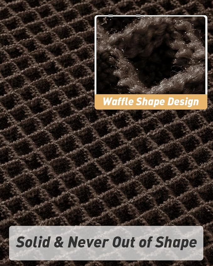 AMOAMI Upgraded Waffle Runner Rug Super Absorbent Non Slip Bath Mats for Bathroom Machine Washable Bathroom Runner Rug with Tassels, Ideal for Hallway Bedroom Laundry Room, Chocolate, 17" x 72"