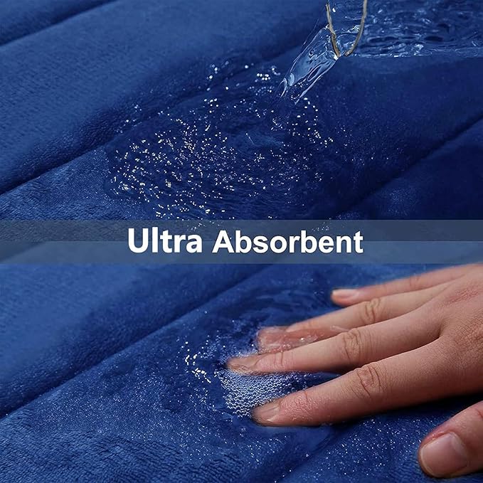 Buganda Memory Foam Bath Mat, 70" x 46", Ultra Soft and Non-Slip Bathroom Rugs, Water Absorbent and Machine Washable Bath Rug Runner for Bathroom, Shower, and Tub, Navy Blue