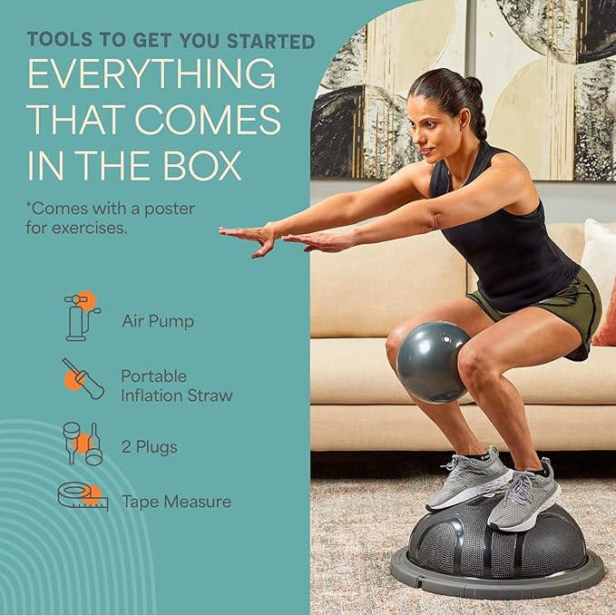 Lifepro Half Balance Ball Trainer - Stability Ball for Exercise, Full-Body Workouts, Home Gym, and Physical Therapy - Non-Slip Equipment for Balance Training