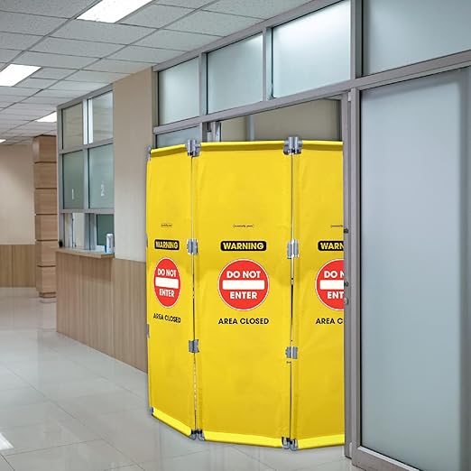 Essentially Yours "Do Not Enter" Foldable Safety Barricade | High Visibility Yellow 6 Foot Portable Safety Barrier with Heavy Duty PVC Frame