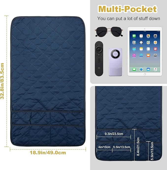 Remote Control Holder for Recliner,Armchair Caddy,Non Slip Sofa Armrest Storage Organizer for Recliner Couch with 6 Pockets for TV Remote,Cell Phone,Magazine (Navy)