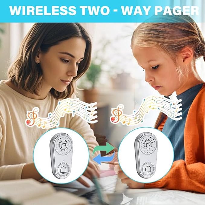 PUSOKEI Caregiver Pager Wireless Call with Two - Way Voice & 40-Day Battery, 105dB Loud Alert for Elderly Care and Home Use, 3 - Floor Range