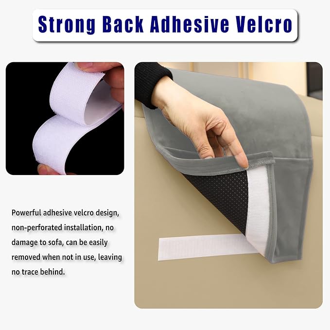 Non-Slip Head Pillow for Recliners - Neck Support Cushion with Velvet Cover for Pain Relief at Home, Office and Travel (Light Gray)