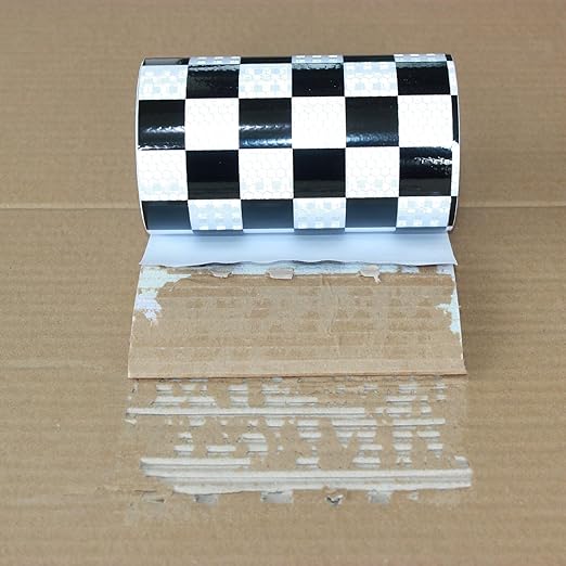 Black White Reflective Tape 6 inch X 66 feet, Outdoor Waterproof Hazard Conspicuity Warning Industrial Marking Tape