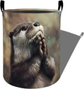 Cute Gentle Otter Dreamy Scene Laundry Basket, Dorm Nursery Foldable Laundry Hamper Organizer for Bathroom Decor, Toy Clothes Storage Box for Bedroom 19.7x15.7 Inch
