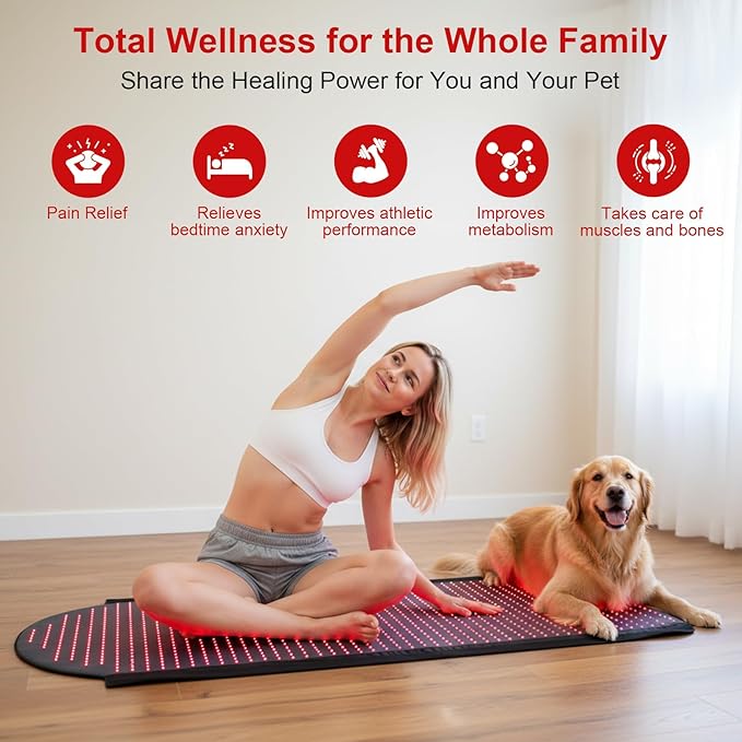 Full Body Red Light Therapy Mat, 71"x33" Infrared Light Therapy Blanket with 1380 LEDs (660nm & 850nm) for Muscle Recovery, Pain Relief & Sleep Improvement