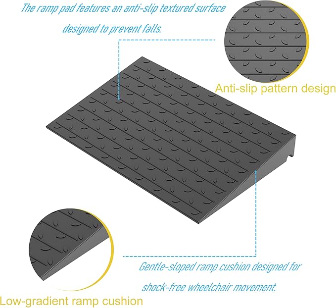OrangeStar Heavy Duty Rubber Threshold Ramp – 3.5" Rise Wheelchair & Scooter Ramp with Cord Channel, Non-Slip Angled Entry for Doorways, Steps & Garages, 2200 LBS Capacity (Black, 36" Length)