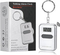 Talking Clock for The Blind and Visually Impaired - Easy-Use Talking Alarm Clock for Blind Elderly with Voice Announcement, LCD Display, Keychain & Portable Design