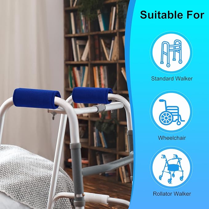 supregear Walker Grips (2 Pack), Soft Padded Hand Covers, Non-Slip Comfortable Cushion Padding for Folding Walker Handle, Moisture Wicking Mobility Accessory