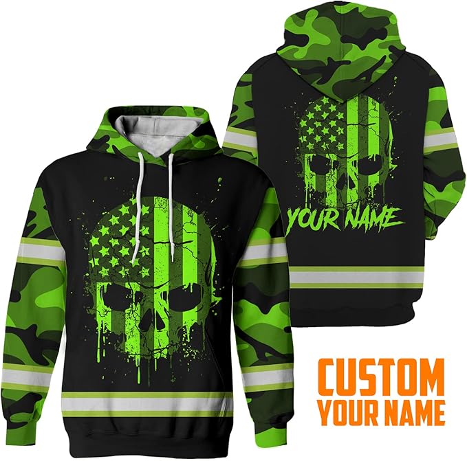 US Flag High Visibility Hoodie for Men Reflective Hoodie Safety Workwear for Worker Runner Patriotic ACC02