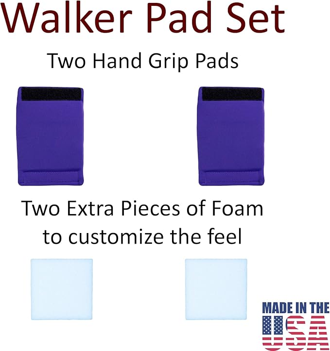 Crutcheze Walker Padded Hand Grip Covers Premium USA Designed Moisture Wicking, Comfort, Fashion, Washable - Standard Walker Handle Cushion - Mobility Aid Accessories
