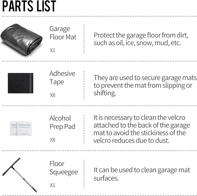 WELKIN Containment Mat,(8'6" x 20'),Non-Slip Garage Floor Mat - Heavy Duty Waterproof Protection from Snow, Rain and Mud for Cars