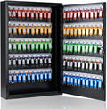UMEKEN Metal Valet Key Cabinet - 100 Position Car Key Lock Box with Key Tags, Vehicle Organizer Safe Storage Locker, Black, 14.96" x 3.15" x 21.65"